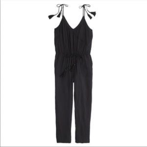 J. Crew Crepe Tassel Jumpsuit in black